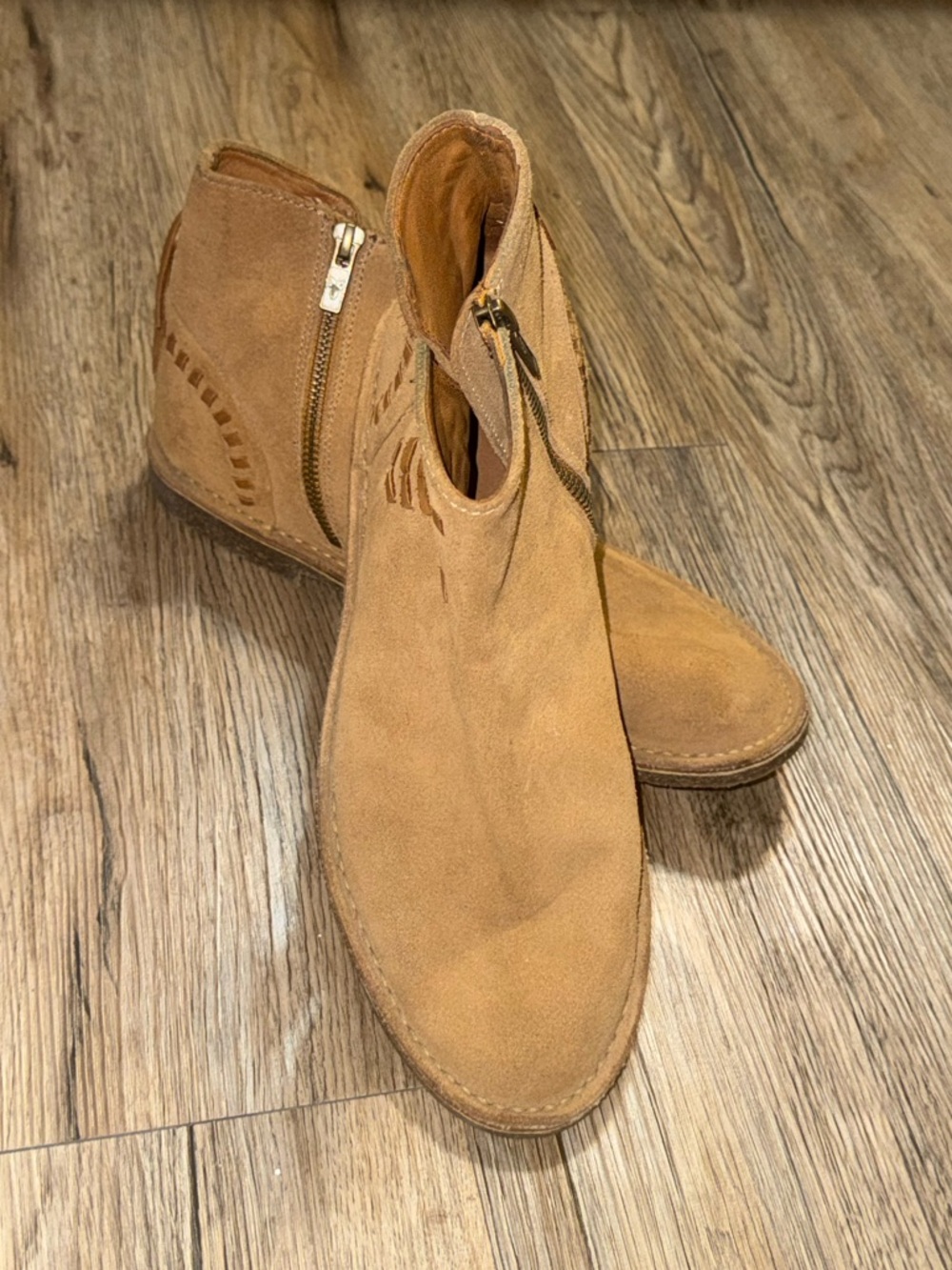 Frye Suede Ankle Booties in Tan